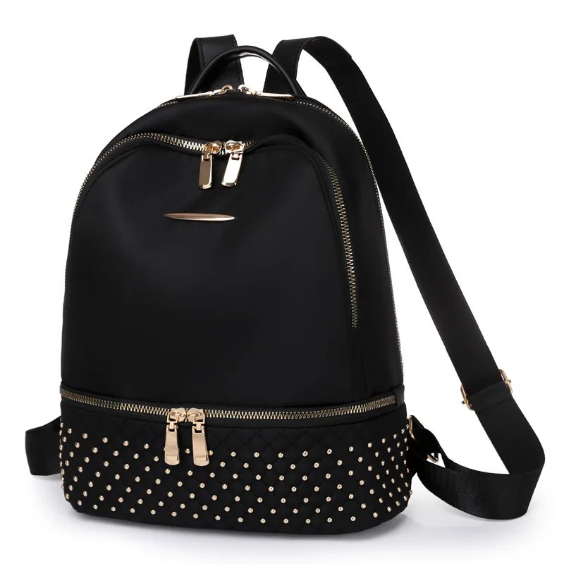 

New Retro Women Backpack Oxford Cloth Backpack Popular Rivet Anti Theft Multi Pocket Shoulder Bag Large Capacity School Bag