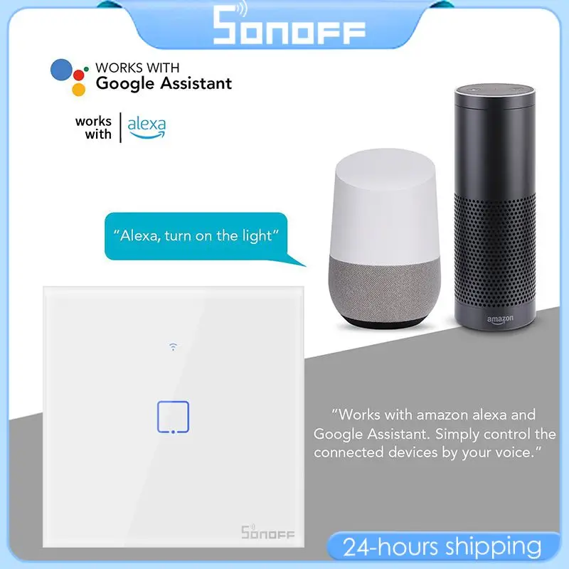 

SONOFF TX Wifi Smart Switch T0 T1 T2 T3 EU US UK 1/2/3Gang Wall Touch Light Switch For Alexa Google Home EWelink APP RF433