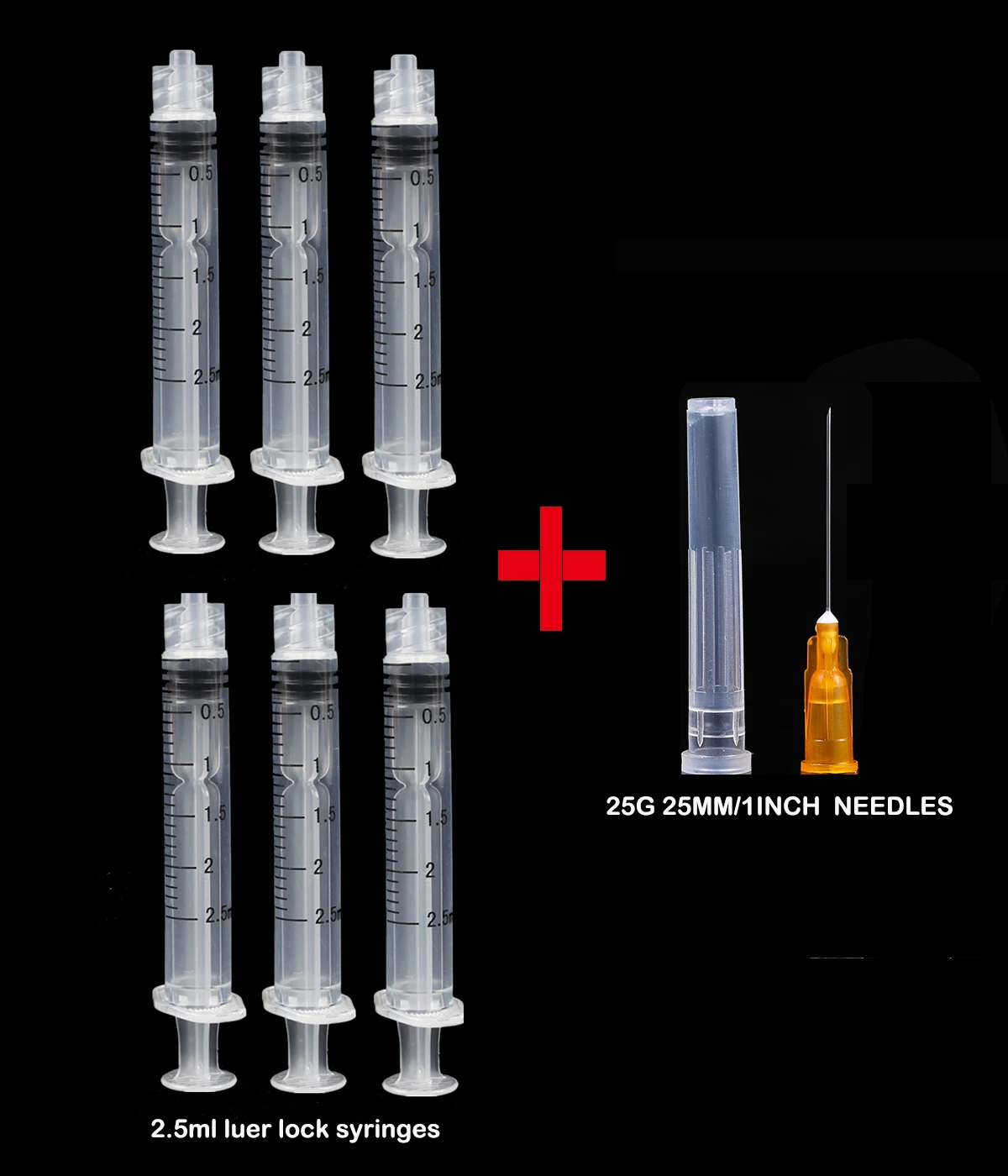 

2.5ml Luer Lock Syringes + 25G 25MM Injection Needles Drawing Needles Injection Tool Sharp Pointed Needles Disposable Needle