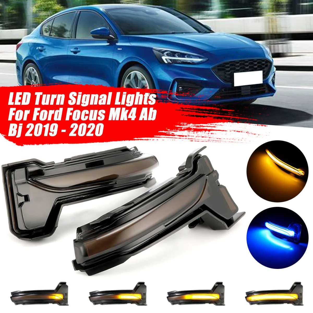

2 шт., светодиодсветильник поворотники для зеркала заднего вида Ford Focus Mk4 Ab Bj 2019-2020