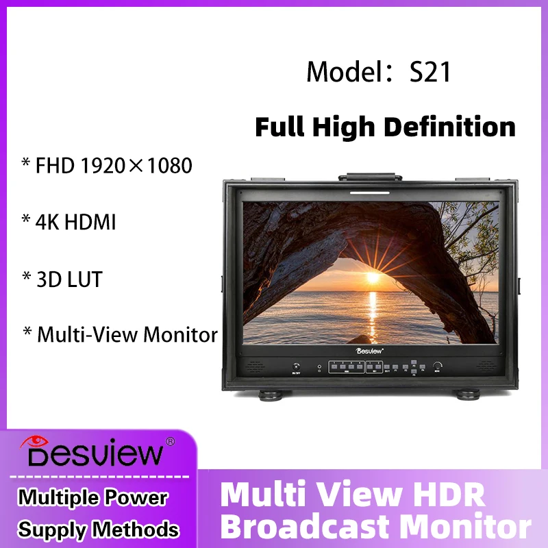 

Bestview Full HD Multi-View Monitor 4K Multi-cam Desktop Director Monitor S21 Built-in LUT Photography Accessories 21" Monitor