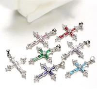 anglang fashion whitepurplepink blue cross necklace for women shiny stylish party accessories female statement neck jewelry