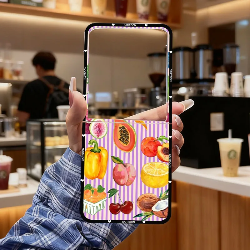 Фото Чехол для телефона Ocean Wine Glass Lemon Fish Striped для Samsung Galaxy Z Flip 7 6 3 4, прозрачный жесткий складной чехол в корейском стиле INS для Z Flip5 №4