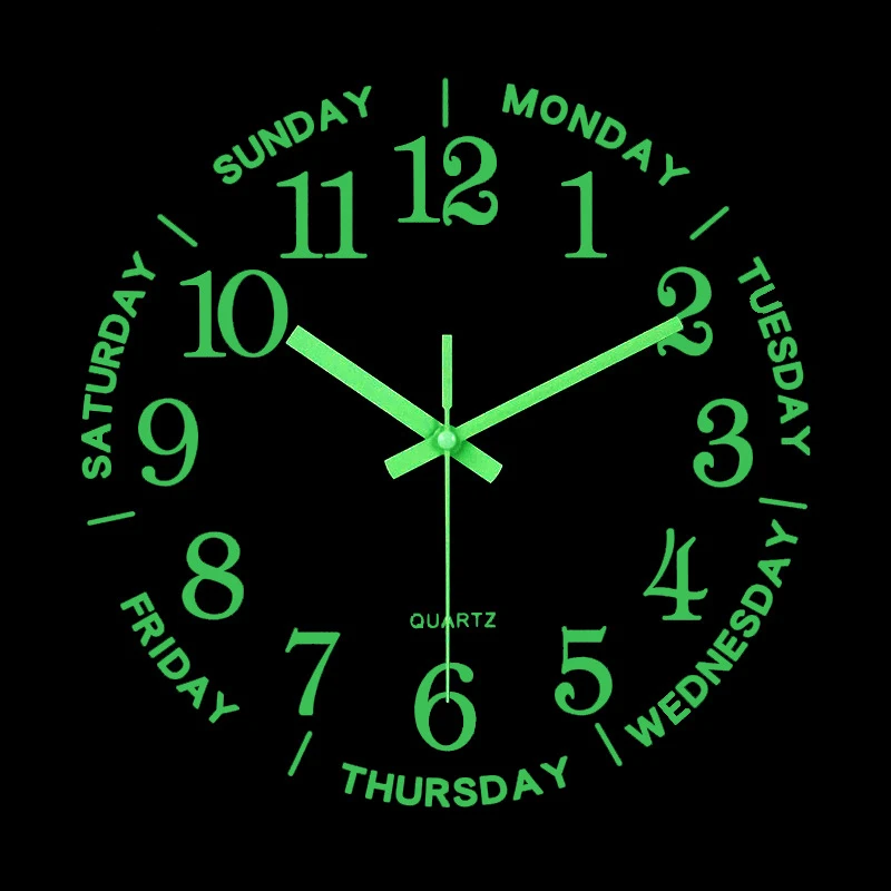 

12 Inch Luminous Wood Wall Clock Nordic Fashion Wall Clock Silent Clock Light in Dark Non Ticking Clock With Night Light