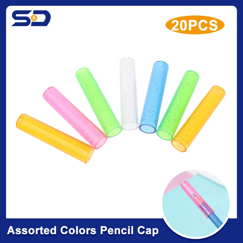 Protector Cap Pencil Covers – Set of 20, Kawaii Pen Topper Extenders for Pencil Protection – Ideal for School and Office Supplies