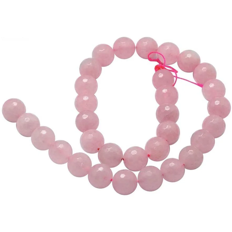 

5 Strands 8mm Natural Rose Quartz Crystal Gemstone Faceted Round Loose Beads for Jewelry Making 15" (220pcs)