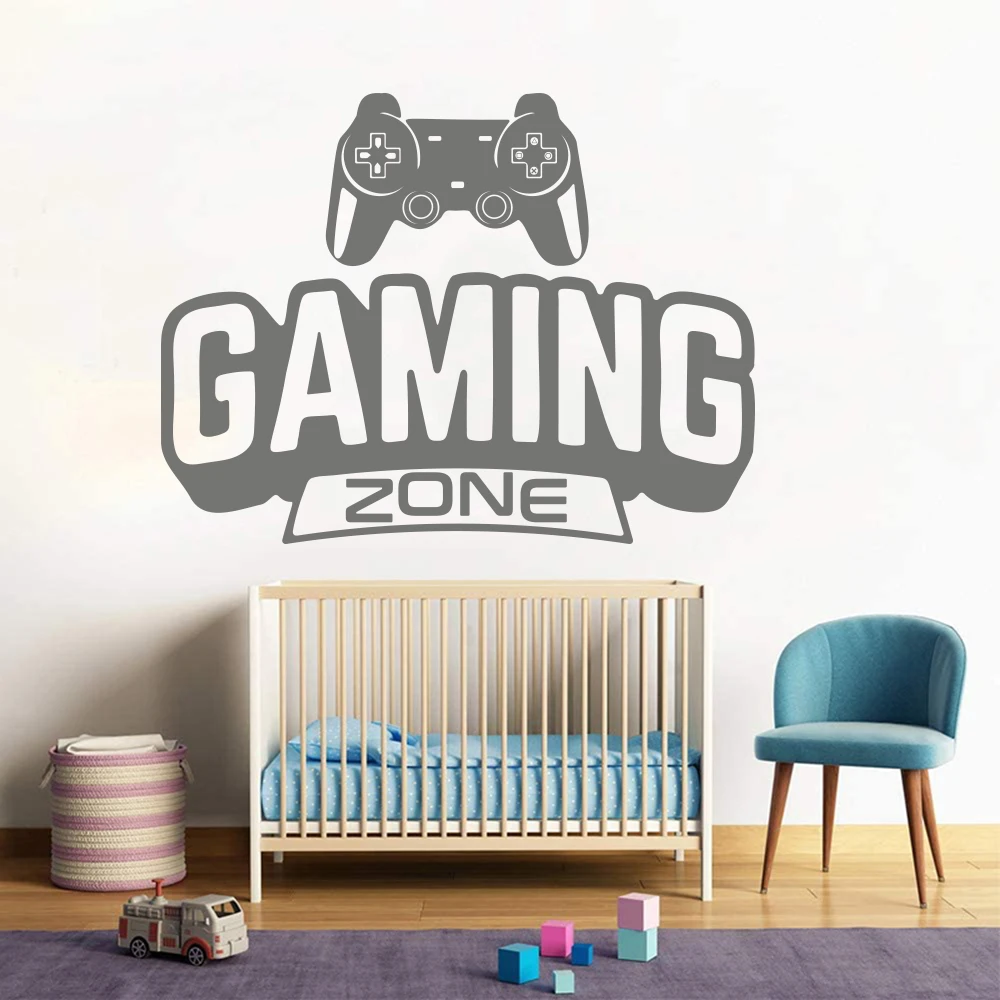 

Gaming Zone Controller Game Wall Sticker Decal Teen Gamroom Playroom Bedroom Joystick Home Decor