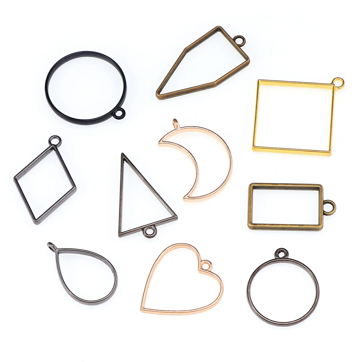 

Geometric Frame Metal Resin Hollow Bezel Border Hand Make DIY Jewelry Making Findings Molds UV Epoxy Round Pendants