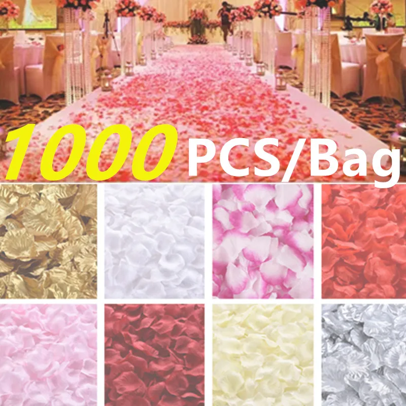 

500/1000PCS Artificial Rose Petals Colorful Romantic Wedding Anniversary Silk Rose Flower for Wedding Decoration Roses Supplies