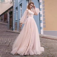elegant sweetheart wedding dresses for women puff sleeve lace bridal gown backless a lin appliques bride dress vestido de novia