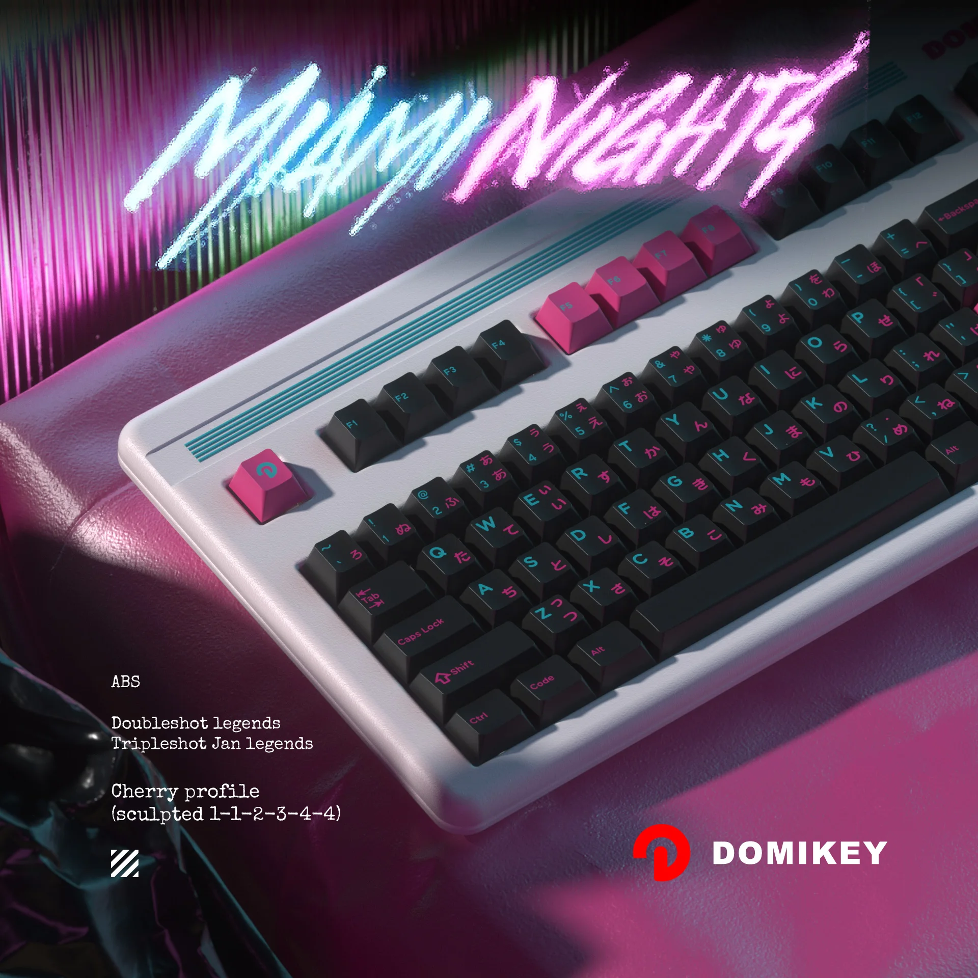 ‌ Колпачки для клавиш DOMIKEY Miami Night ABS — 2/3 цвета формованные японские колпачки Cherry