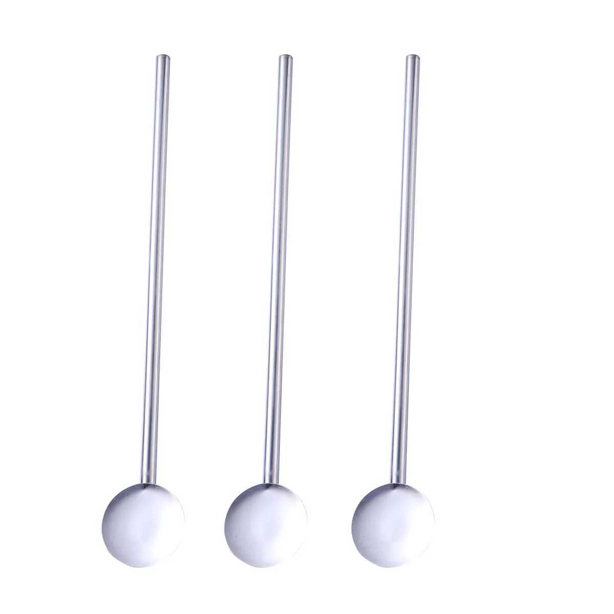 

6 Pcs/Pack Stainless Steel Round Shape Metal Drinking Spoon Straw Reusable Straws Cocktail Spoons Set
