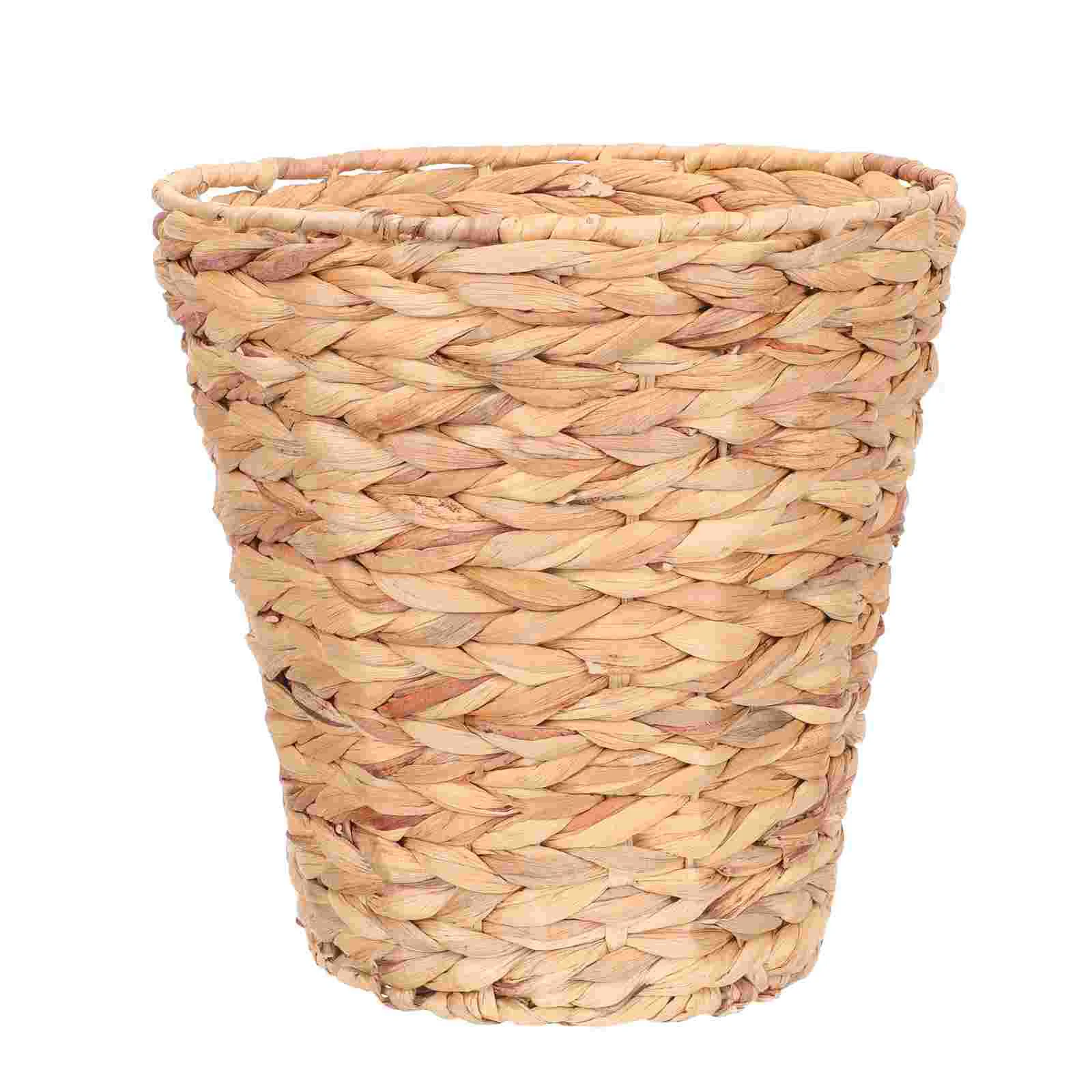 

Basket Woven Trash Can Waste Bin Storage Garbage Wicker Planter Laundry Round Paper Hamper Baskets Bathroom Container