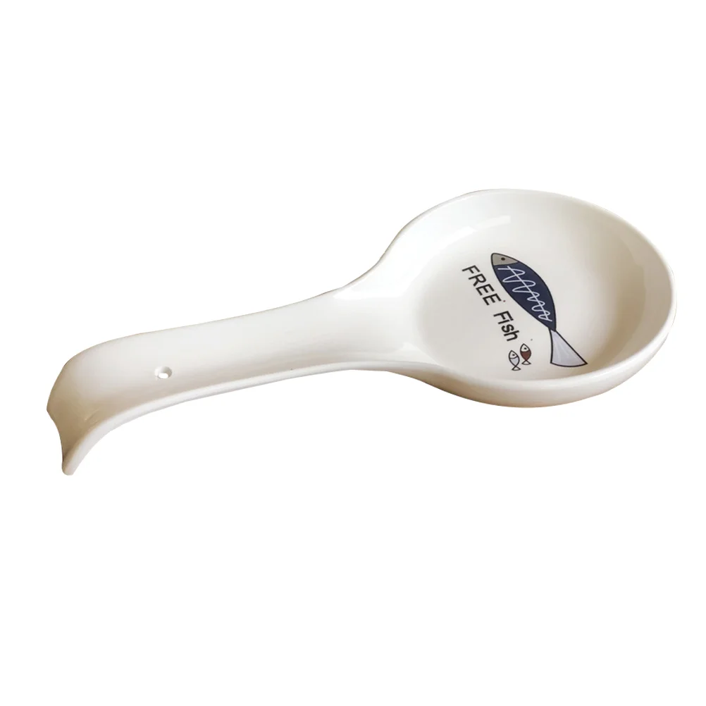 

Ceramic Spoon Rest Cooking Spoon Holder Stove Ladle Rest Spatula Fork Ladle Utensil Rest Keeper for Kitchen Countertop White