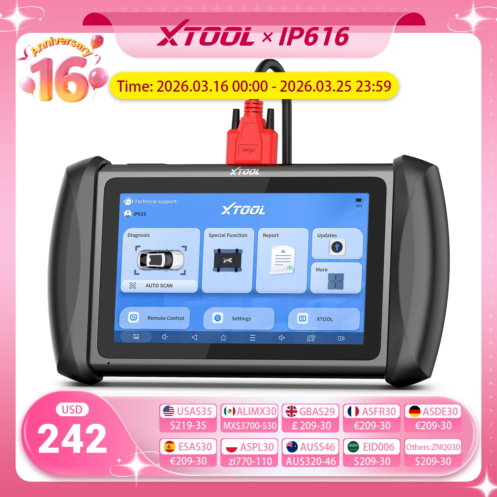 Фото Диагностический инструмент XTOOL InPlus IP616 OBD2. Бесплатные обновления в течение всего срока службы. Автоматическая авторизация FCA. 34 сброса. Автомобильный сканер. Двунаправленный сканер. Встроенный CAN FD/DoIP. №1