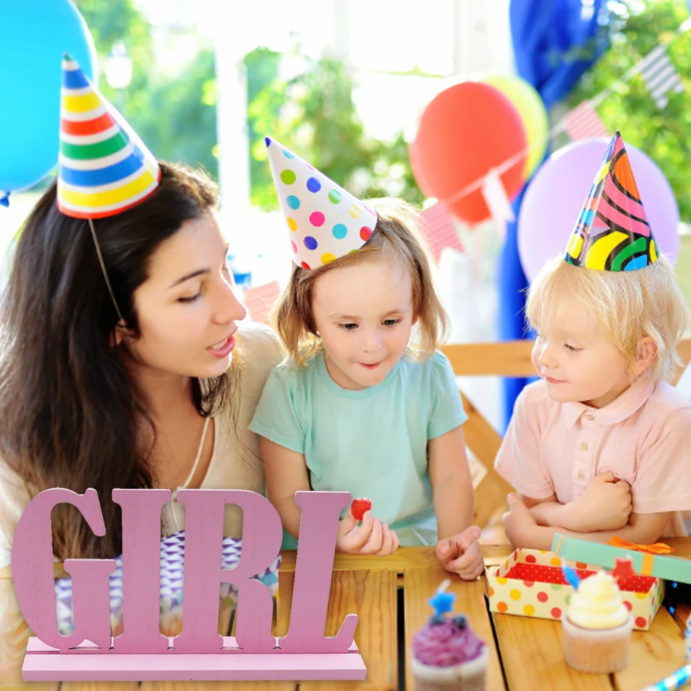 

2 pcs/Set Crafts Girl Wooden Baby Hundred Days Boy Gender Party Decorations