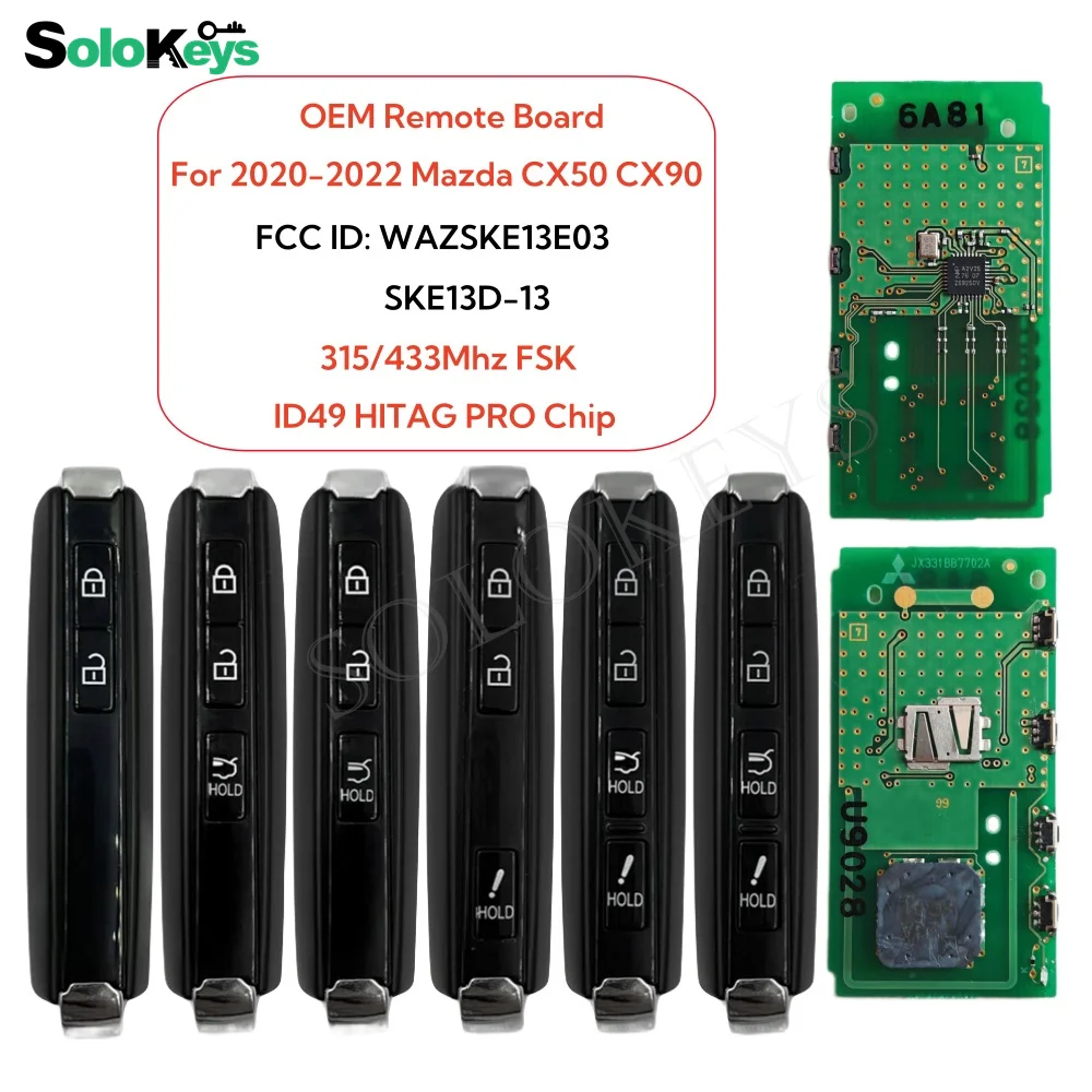 SOLOKEYS FCC ID: WAZSK13D03 оригинальная плата 315/433 МГц ID49 HITAG Pro чип смарт-ключ для 2020-2022 Mazda CX50