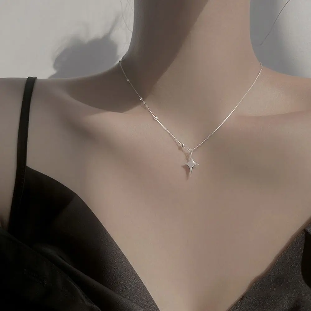 

Four-Pointed Star Pendent Necklace Simple Girl Zircon Clavicle Chain Trendy Girl Choker Fashion Jewelry