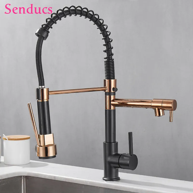 

Hot and Cold Spring Kitchen Faucets with Pull Down Sprayer Kitchen Faucet two ways water mode deck mounted kitchen mixer taps
