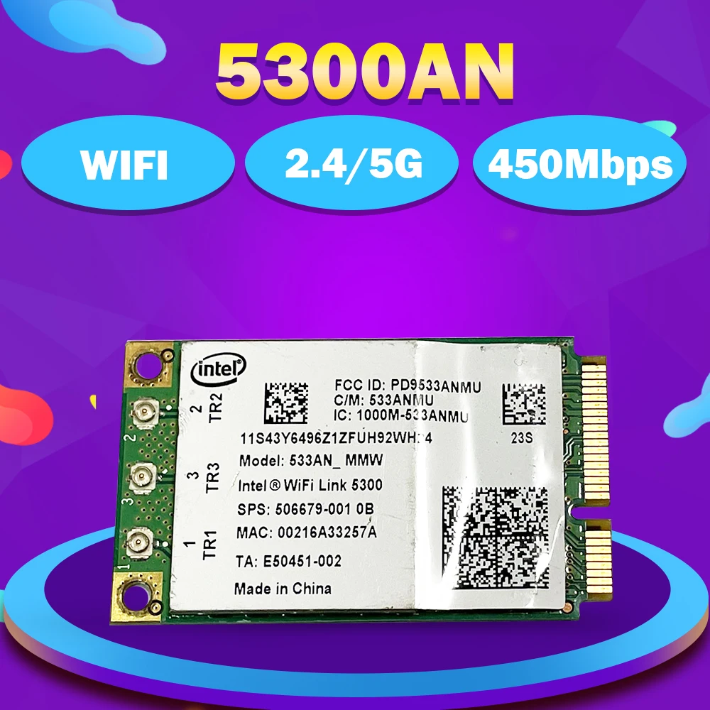 

5300 533AN_MMW 802.11a/b/g/n 450Mbps Mini PCI-E Wireless WiFi Card for intel 5300AGN for Lenovo/ThinkPad
