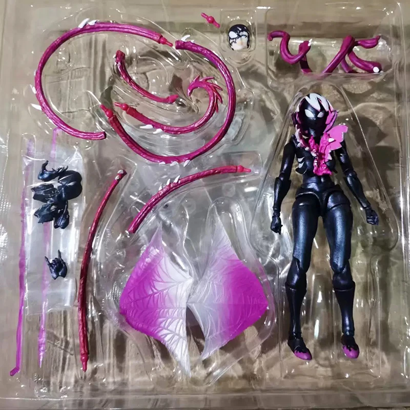 Фото Новая фигурка Кайёдо Веном Гвен, серия Amazing Yamaguchi Revoltech, коллекционная фигурка Гвен из ПВХ, модель для декора, игрушка, подарок для детей №4