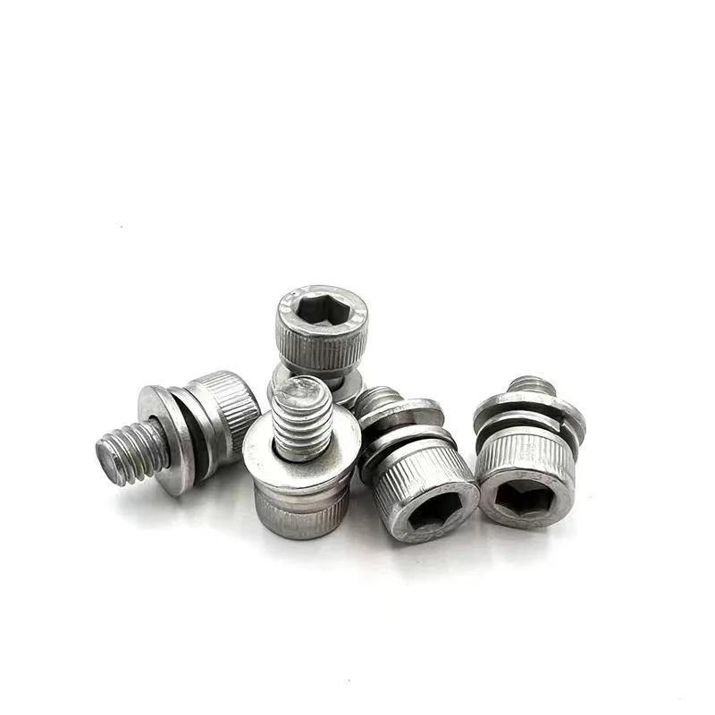 

M2 M2 M2, 5 _ 304 Шестигранная головка из нержавеющей стали с шестигранным углублением, шуруп, плоская шайба, пружинная прокладка, Монтажный болт