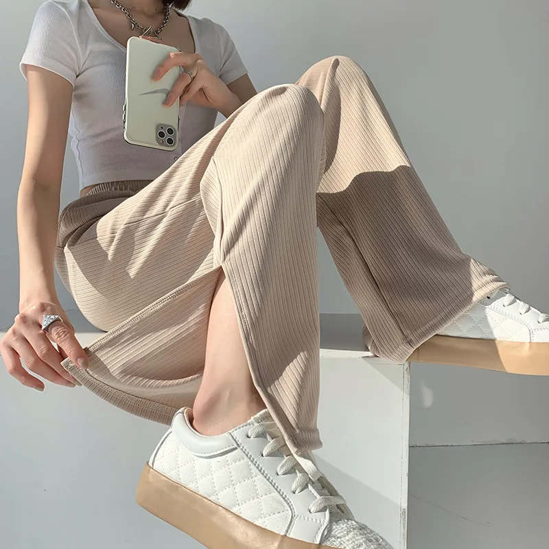 

Wide Leg Pants with Open Leg Opening for Women In Spring and Summer 2023New High Waist Loose and Thin Casual Straight Pants