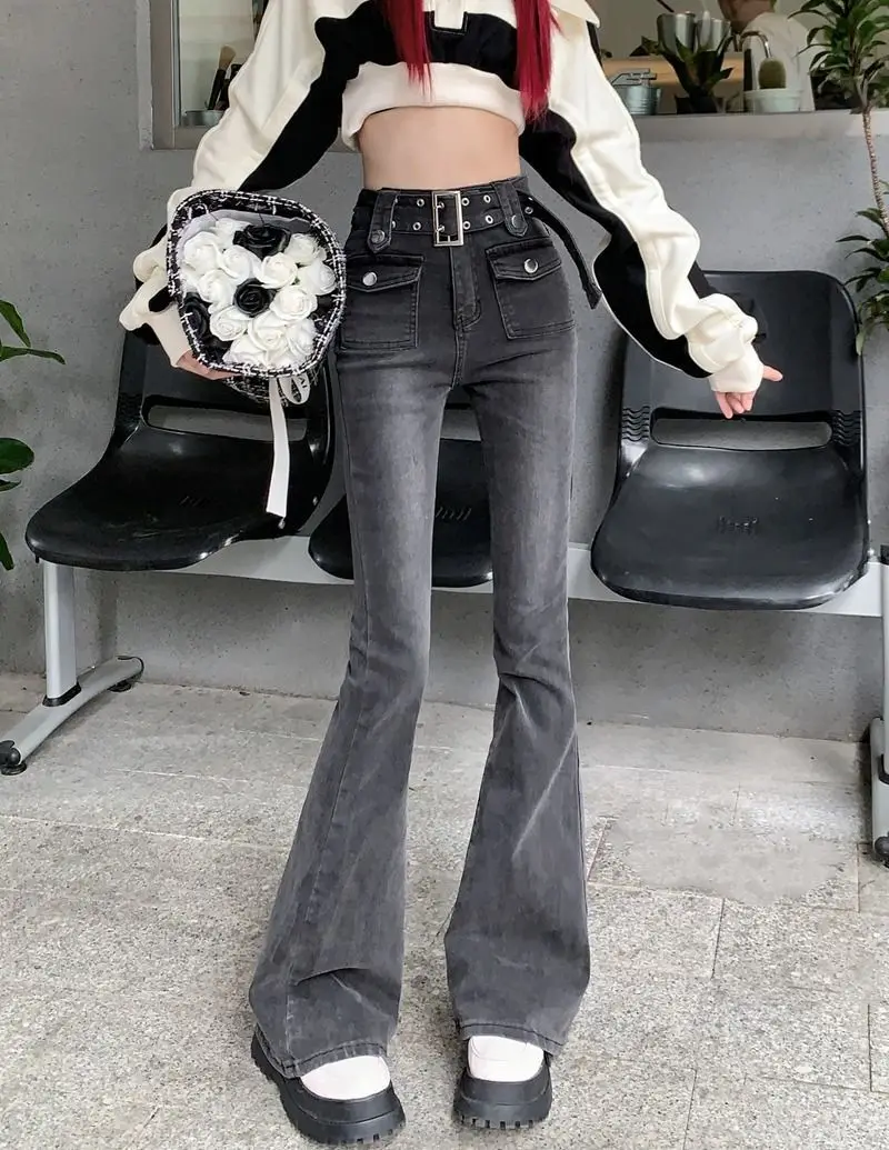 Oversized Spicy Girls High Waist Skinny Jeans Women's Spring and Autumn New Black Fleece Covering Slim Pants Micro