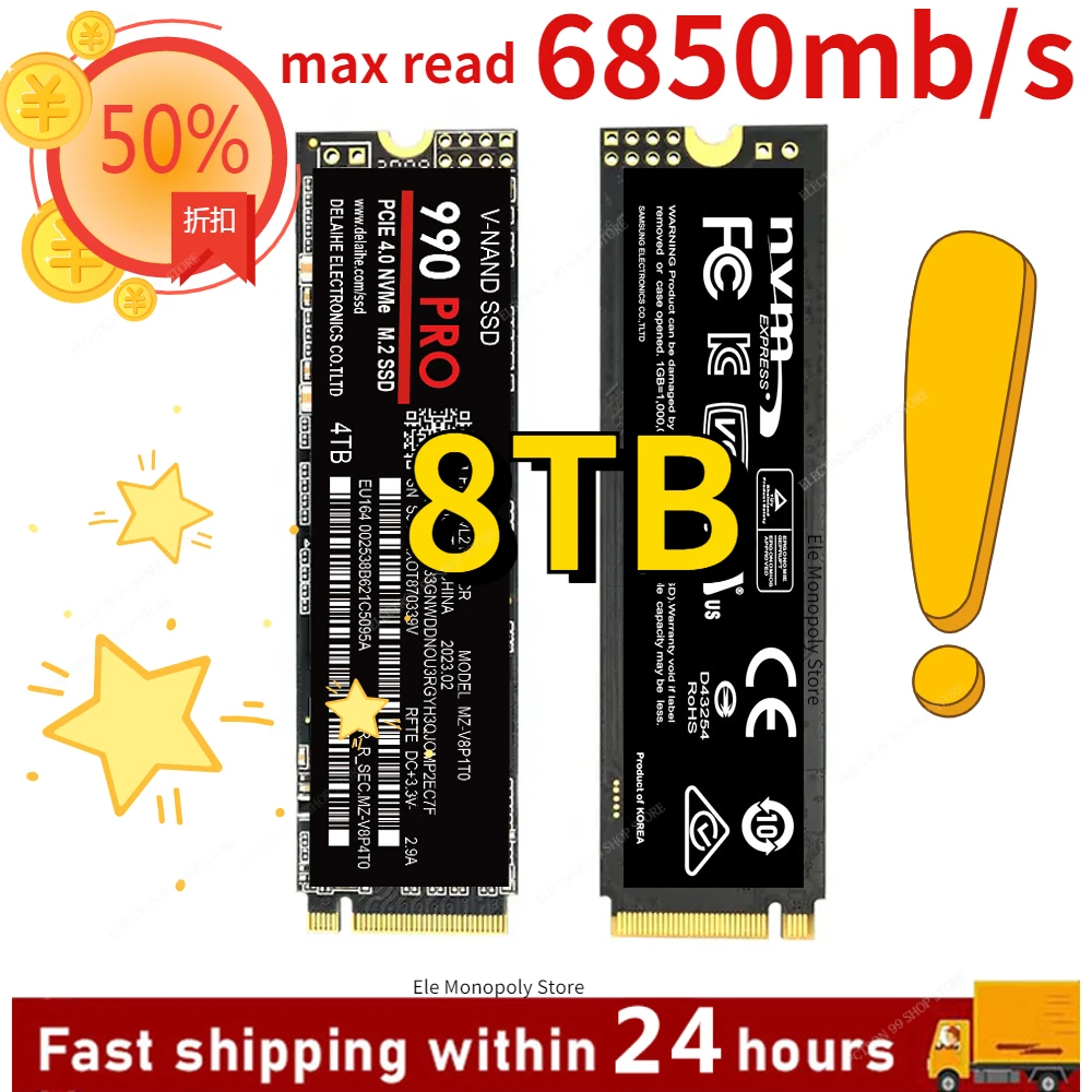 

2023 New 8TB M.2 NVME SSD 512GB 1TB 2TB 4TB SSD Hard Drive M2 Ssd Original 970 990 980PRO Hdd Hard Disk For Laptop/Desktop/mac