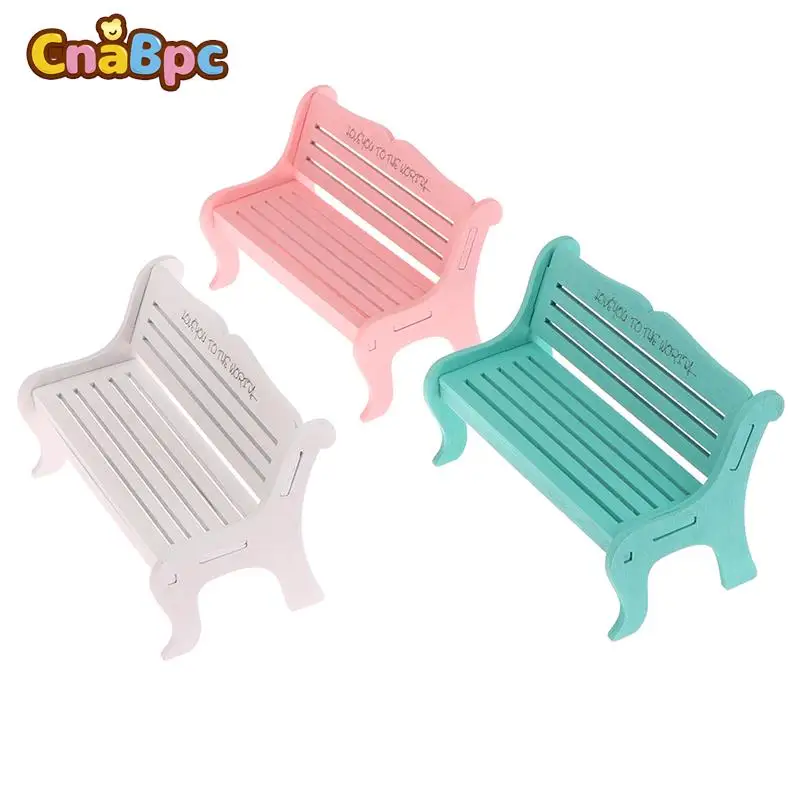 Dollhouse Miniature Wooden Bench Chair Park Chair Armchair Doll House Simulation Furniture Model Home Decor Crafts