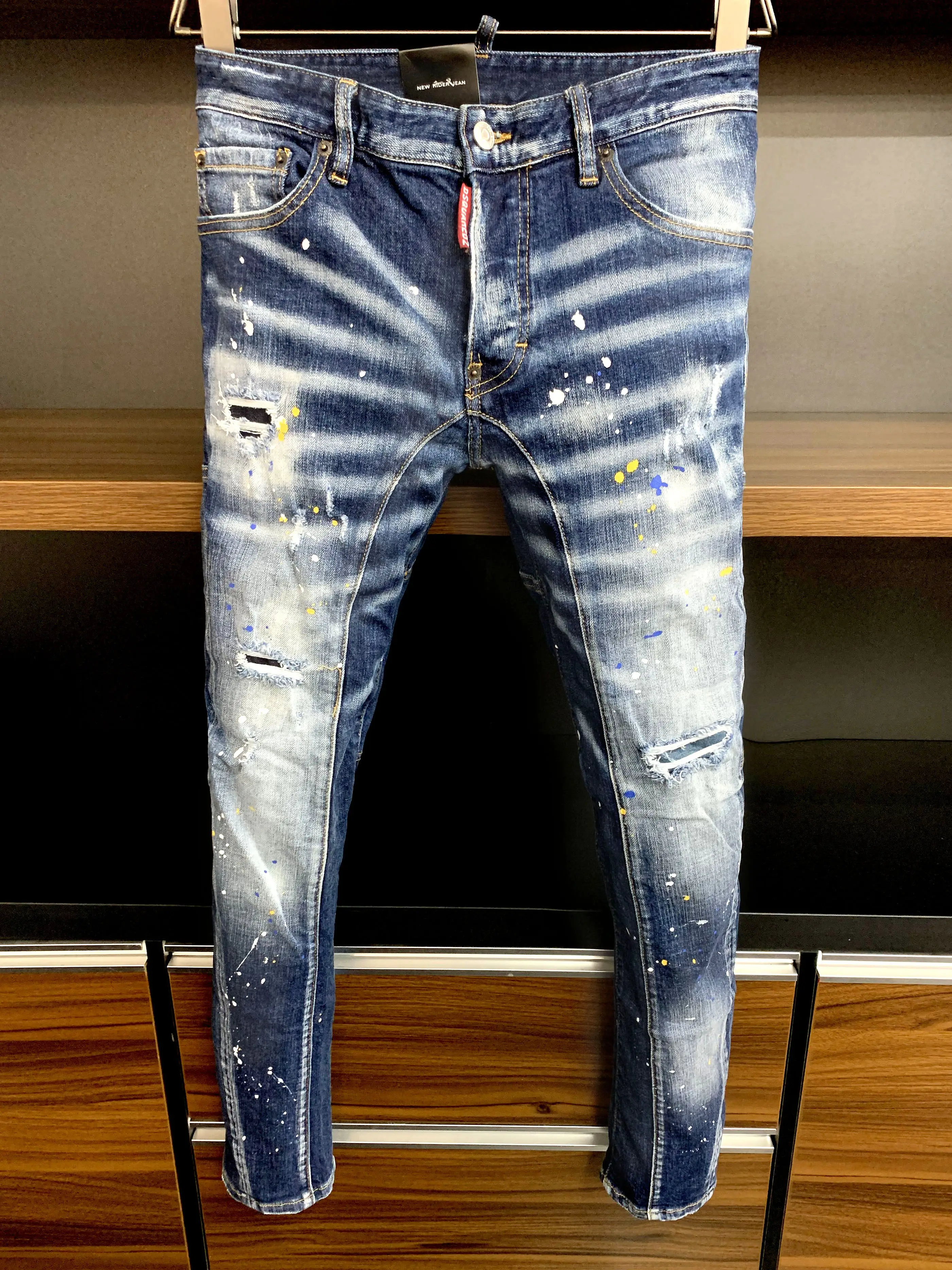 

New Dsquared2 Fashion Ripped Print Jeans D2 Couple Jeans Boyfriend Gift Distressed Streetwear Size 44 50 A390