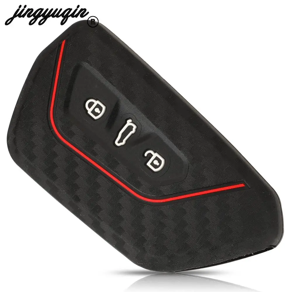 

jingyuqin 10pcs For VW Volkswagen Golf 8 Mk8 2020 Skoda FOB Carbon Fiber Silicone Remote Car Key Case Cover Protector Holder