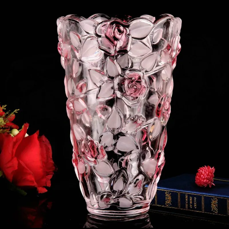 

Crystal Glass Rose Vase European-style Hydroponic Plant Rich Bamboo Flower Ware Countertop Coffee Table Living Room