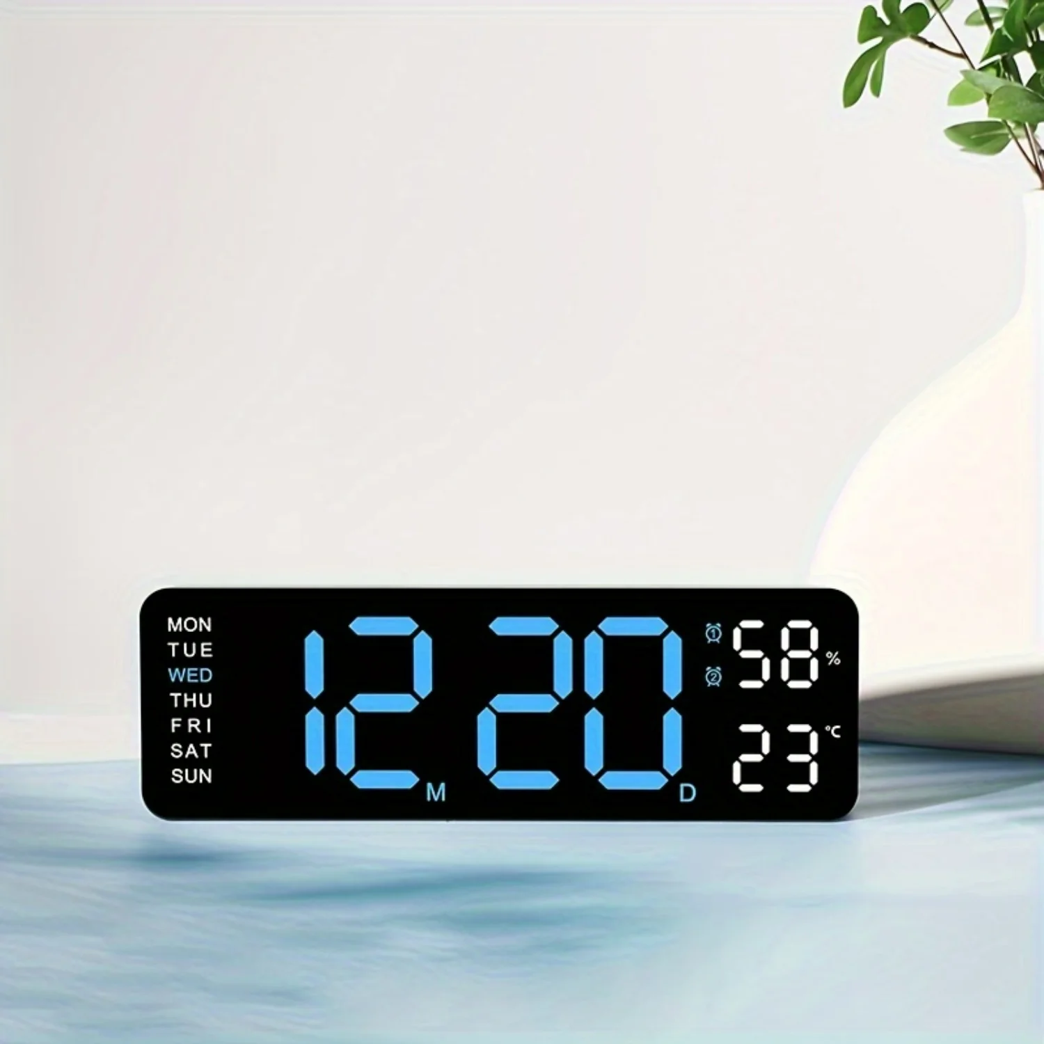 1pcs Large Screen Digital Wall Clock - High-Definition Display Indoor Temperature Nordic Simple Design Rechargeable LED Alar