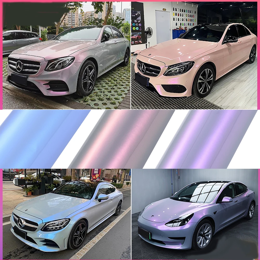 Twin Color Gloss Candy Grey Chameleon Vinyl Wrap Sheets Film for Motorcycle Car Interior Styling Decals DIY Adhesive Sticker