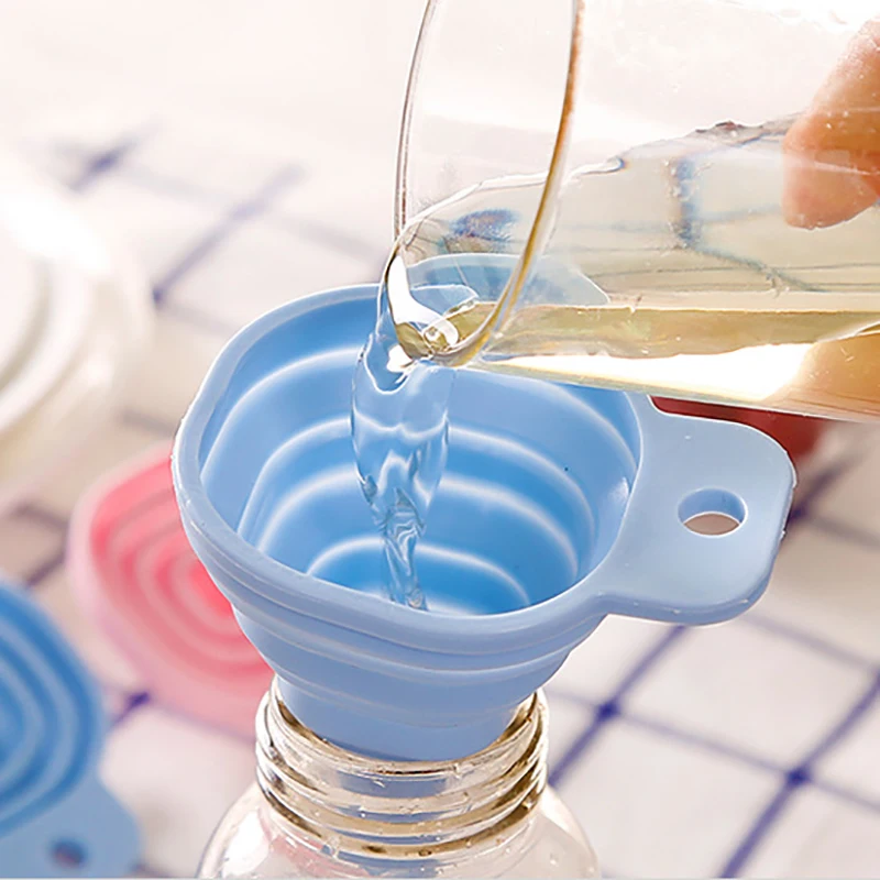 

1PC Silicone Funnel Folding Food-Grade Telescopic Long Neck Funnel DIY Household Mini Liquid Dispensing For Kitchen Tools