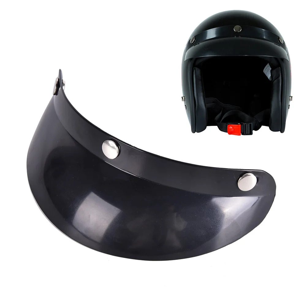 Vintage 3-Snap Motorcycle Helmet Peak Lens Open Face Sun Shade Visor Shield