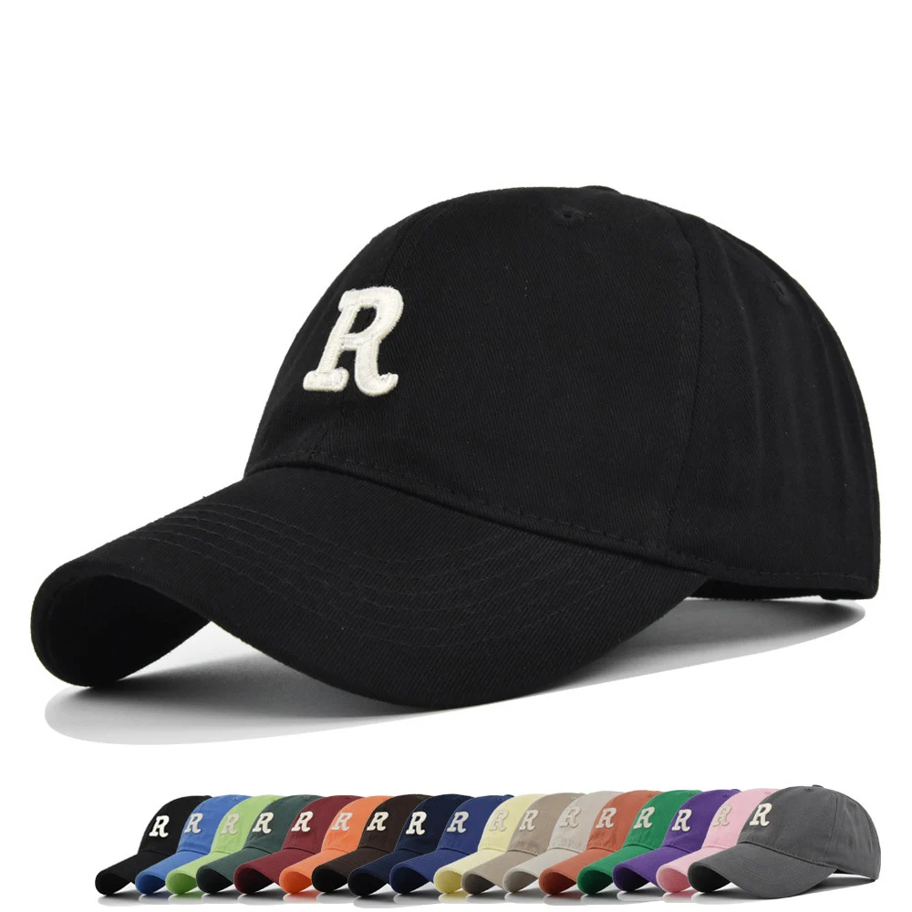 

Trucker Cap Embroidery Letter R Baseball Cap Women Men Outdoor Cycling Travel Sun Protetion Curved Brim Hat