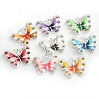 5pcs enamel animal insect butterfly pendant for necklace scalewing metal charms for bracelet jewelry making findings wholesale