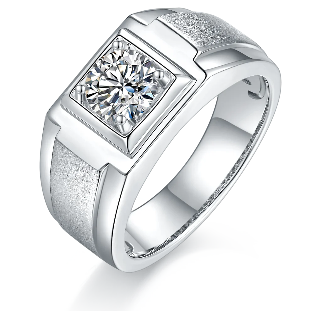 

Luxury Jewelry D Color 1ct VVS1 Moissanite Diamond Wedding Ring Jewellery White Gold Plated S925 Silver Mens Ring For Husband