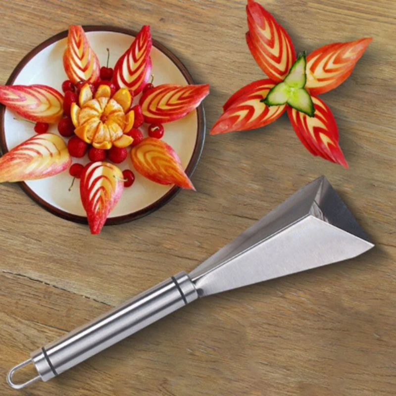 

Stainless Steel Fruit Vegetable Salad Slicer Cutter Carving Knife Triangular Carved Peeling Fruit Vegetable Tools Kitchen Acces