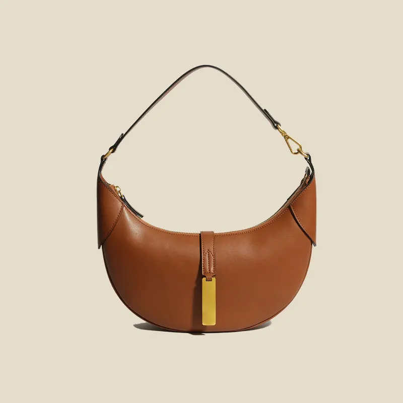 

Genuine Leather Underarm Bag for Women 2023 New Retro Shoulder Handbag Senior Texture Croissant Bag