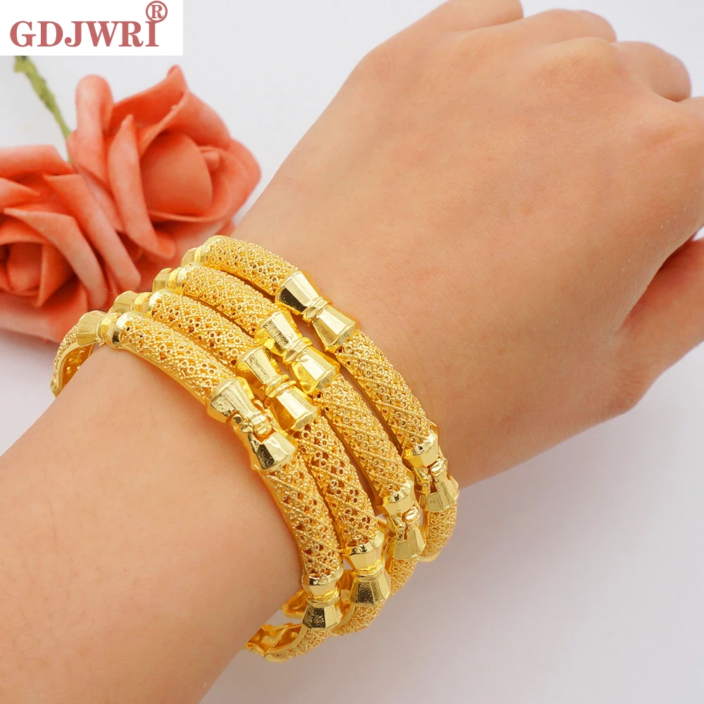 

Dubai Bangle For Women Indian Bangles Africa Jewelry Gold Color Beads Bangle&Bracelet Ethiopian Wedding Bride Party Gift