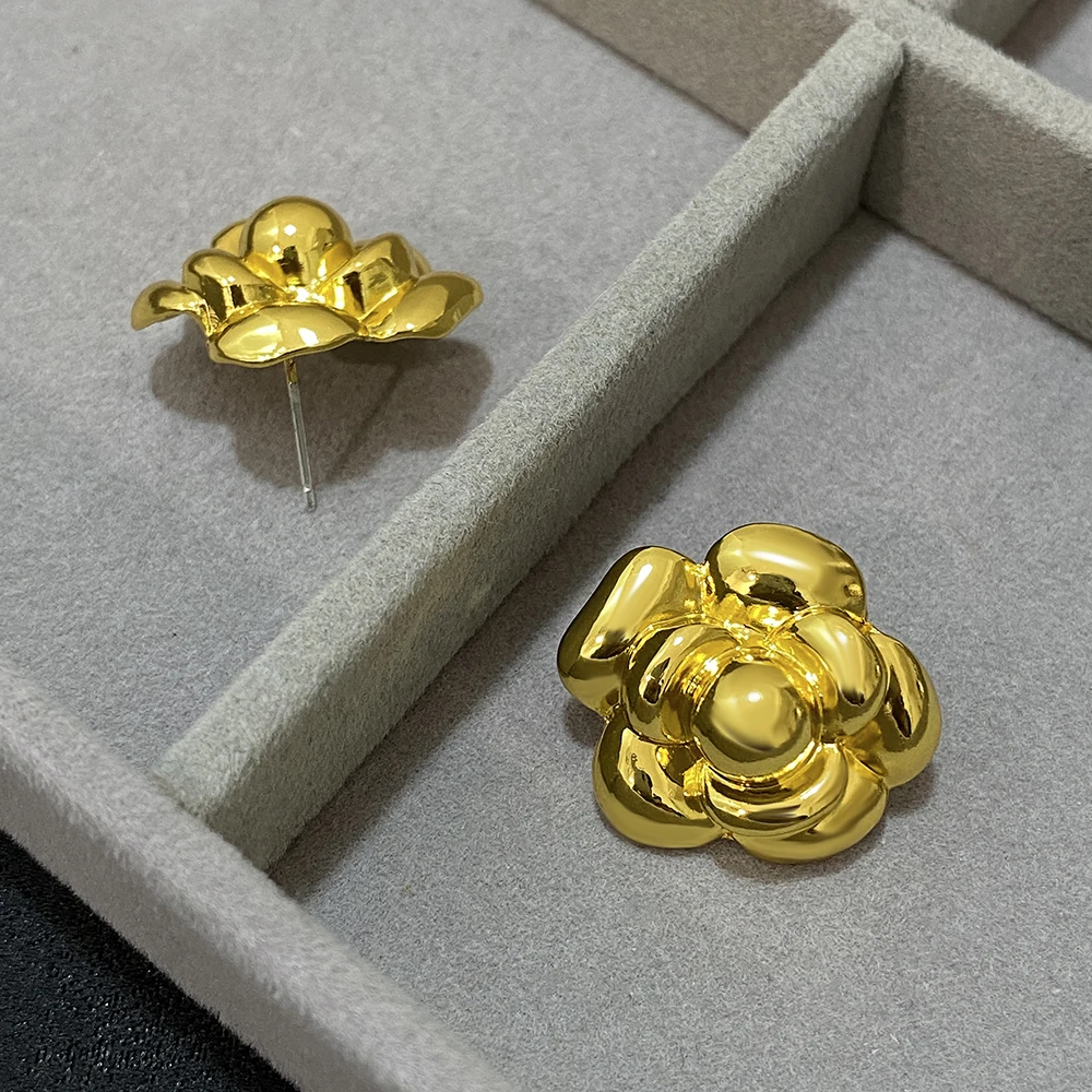 Французские винтажные классические серьги-гвоздики в виде камелии для женщин