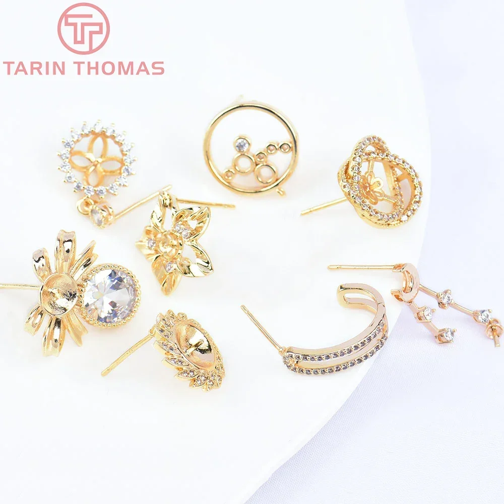 (5858) 2 шт. 10 5x14 мм 24-каратное золото латунь с цирконовой тыквой и т. д.