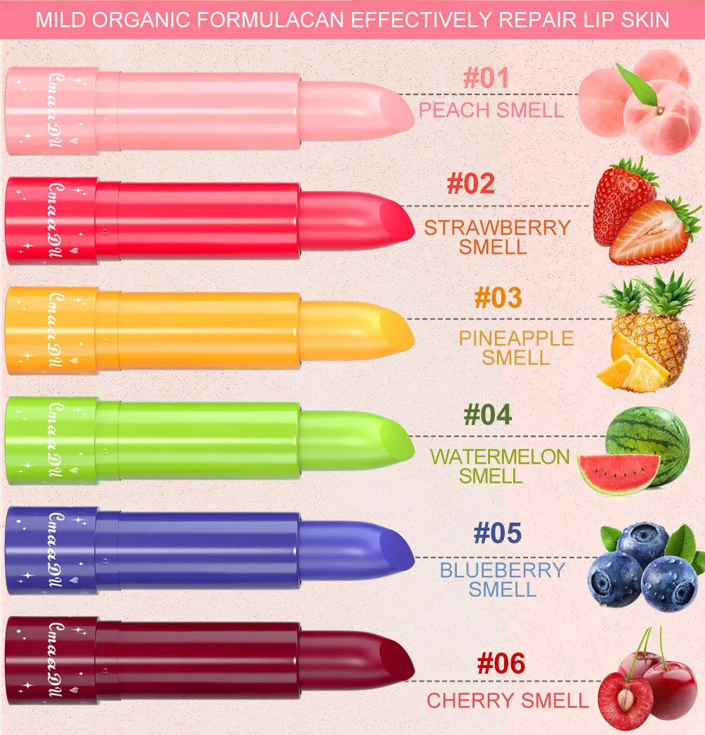 Помада меняющая цвет в виде фруктов 6 цветов/набор