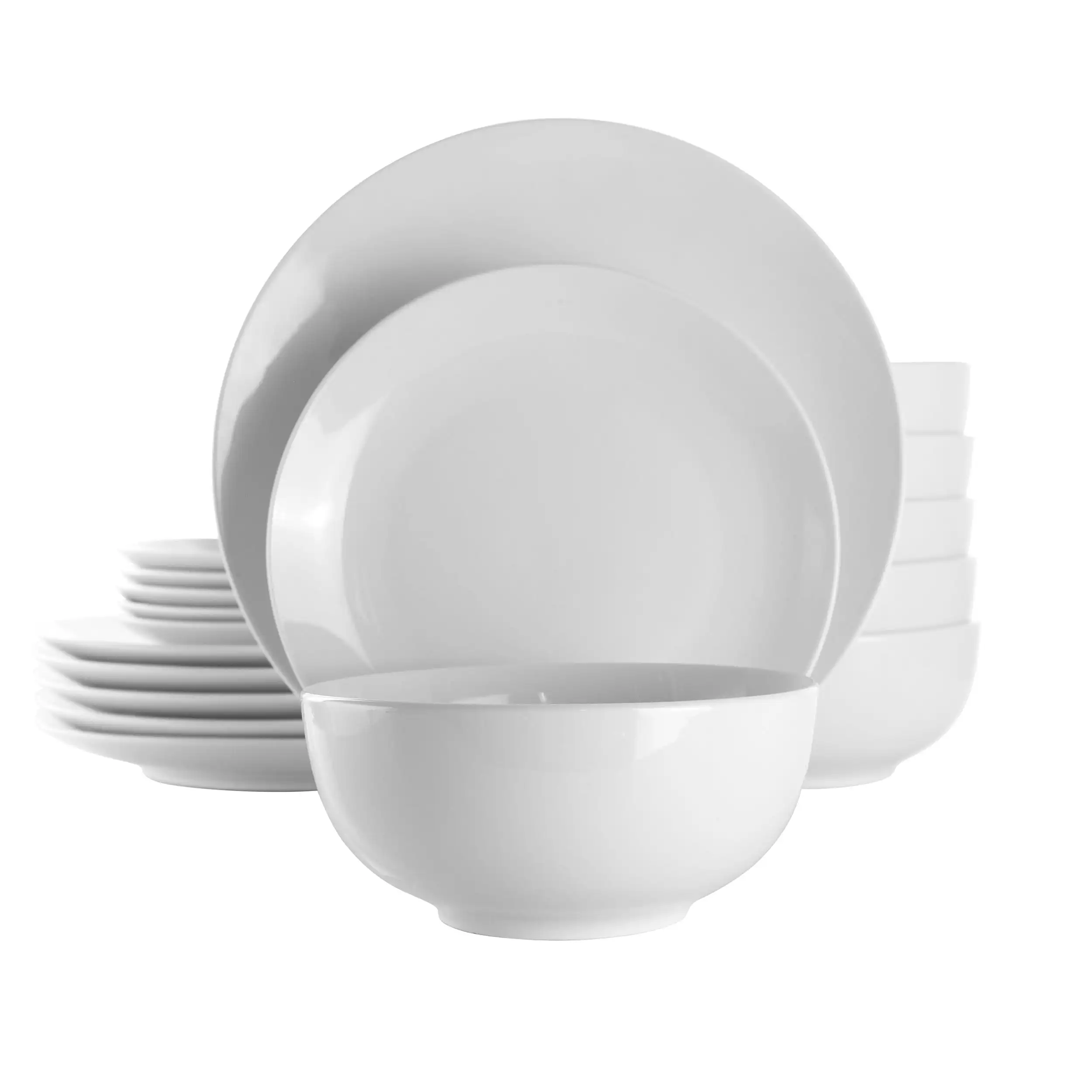 

18 Piece Porcelain Dinnerware Set in White