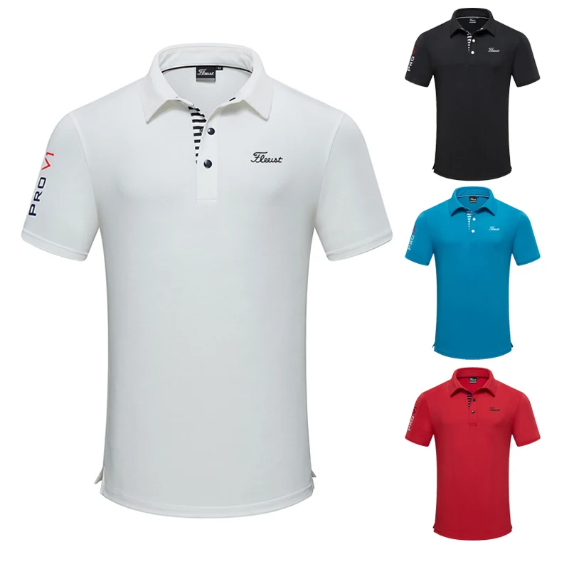 Summer Men's Wear Golf Shirts Quick-Drying Breathable Polyester/Spandex Short Sleeve Golf Clothing