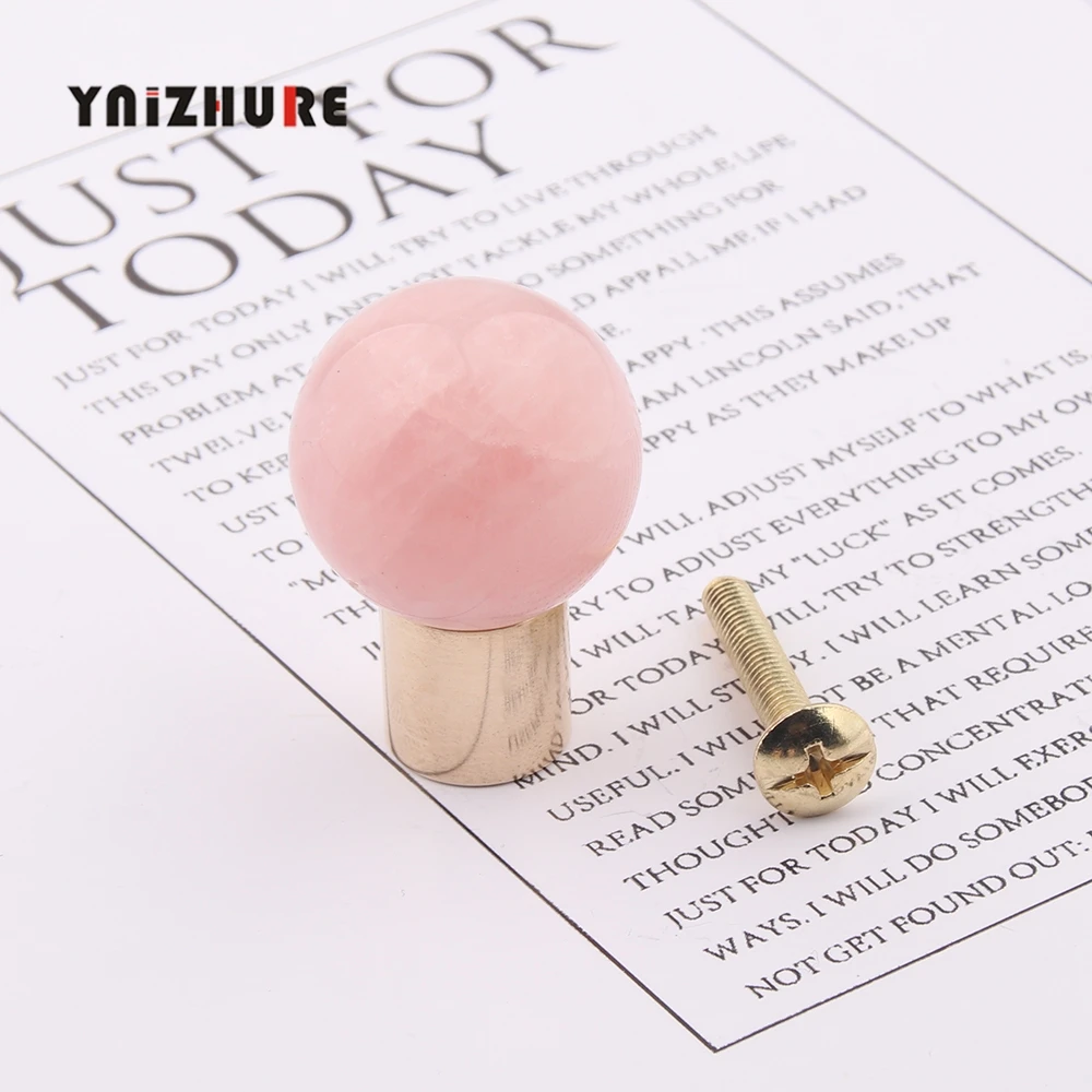 

Ручка для шкафа YNIZHURE из латуни и розового кварца