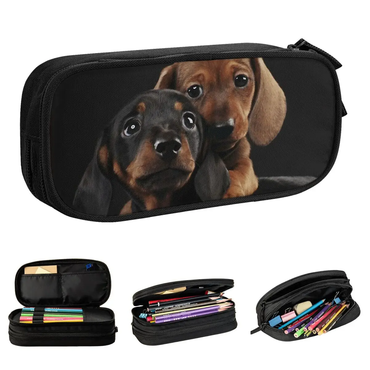 Dachshund Dog Pencil Cases Wiener Sausage Doxie Pencil Box Pen Box Kids Big Capacity Bags School Supplies Stationery